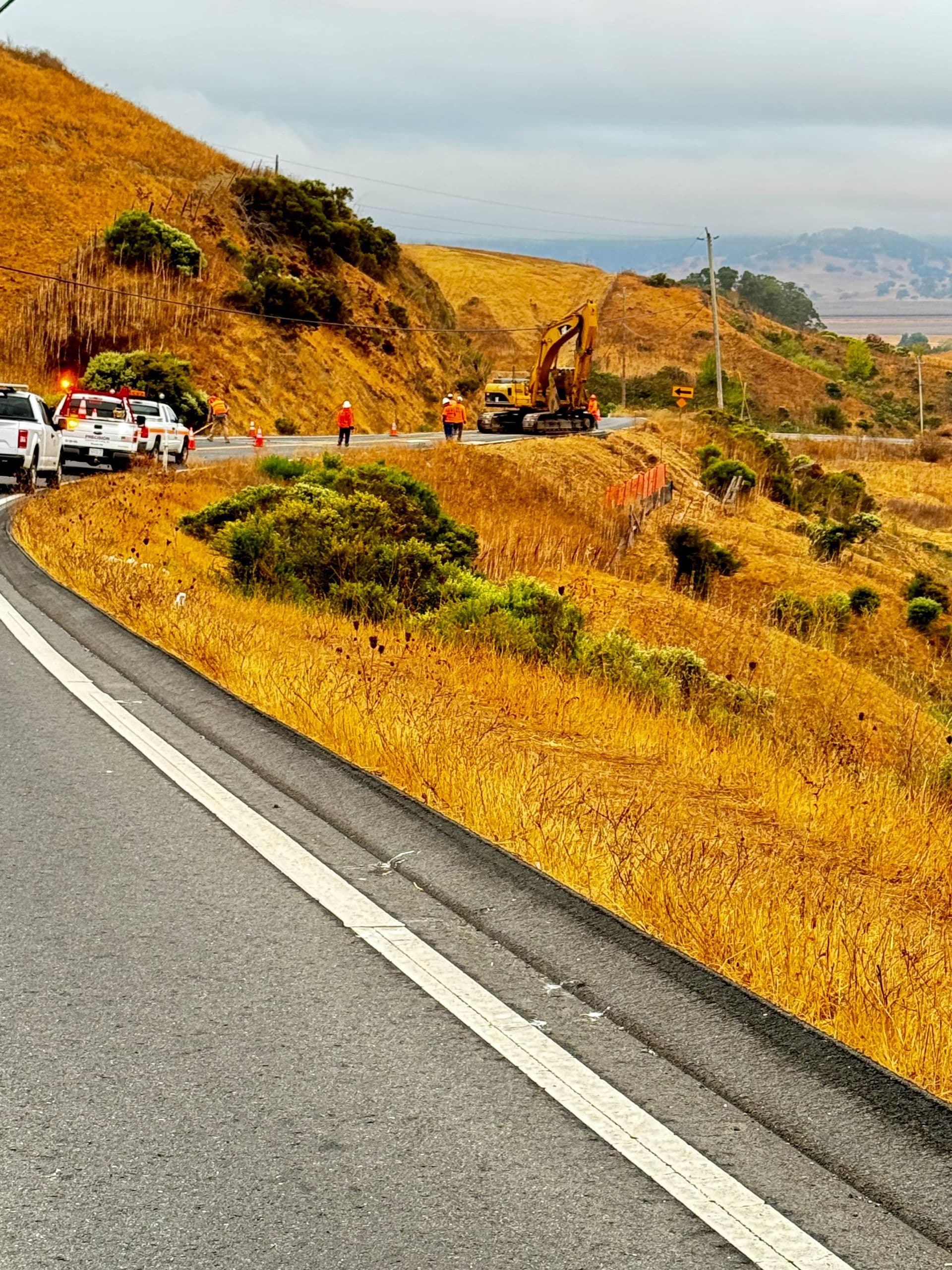 Heavy equipment on slope