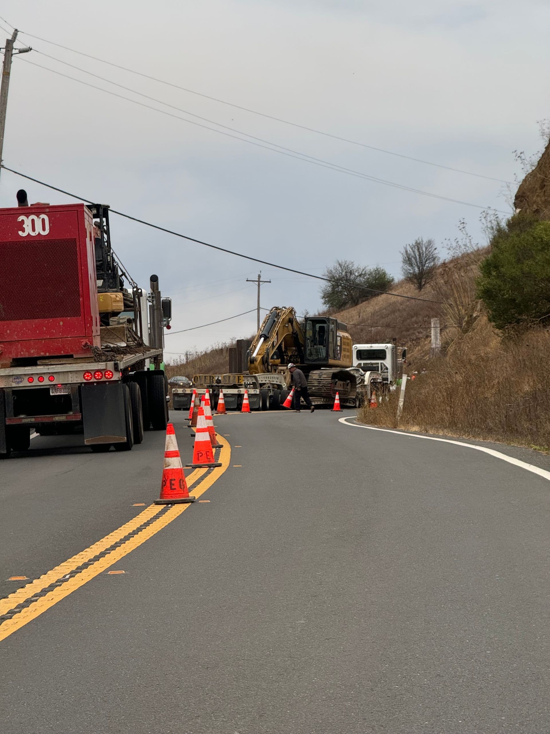 Grading work on hillside