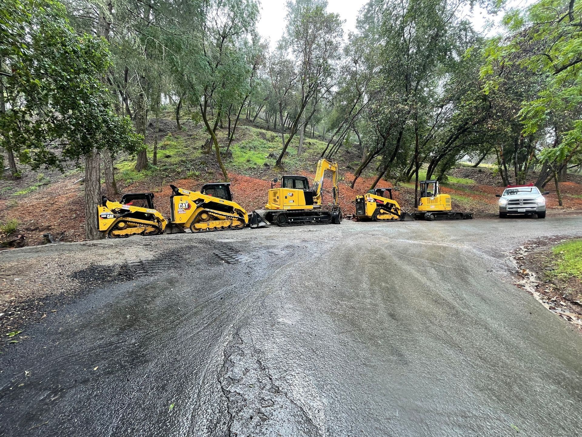 Excavator trenching for pipeline