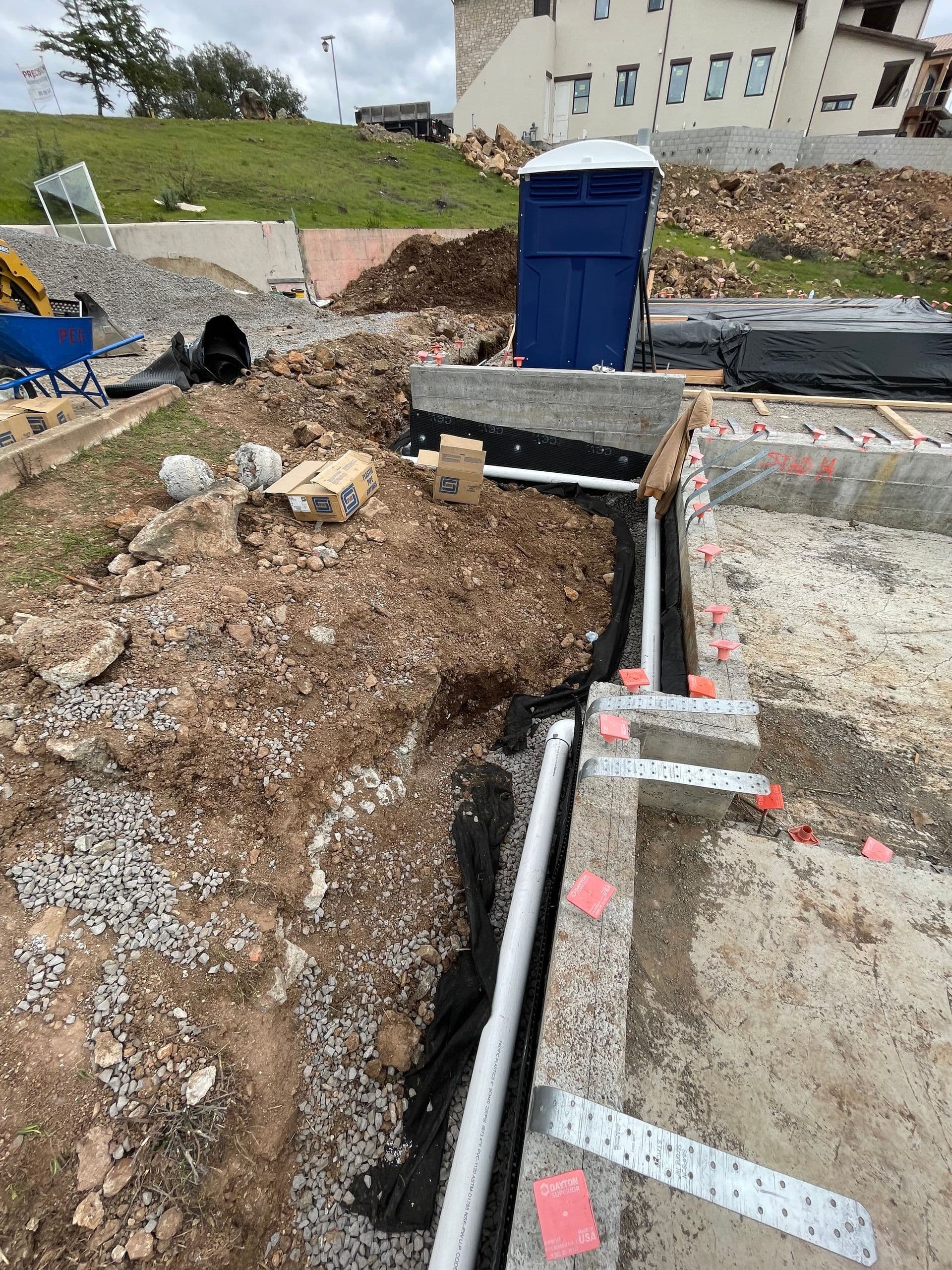 Drainage pipe in trench