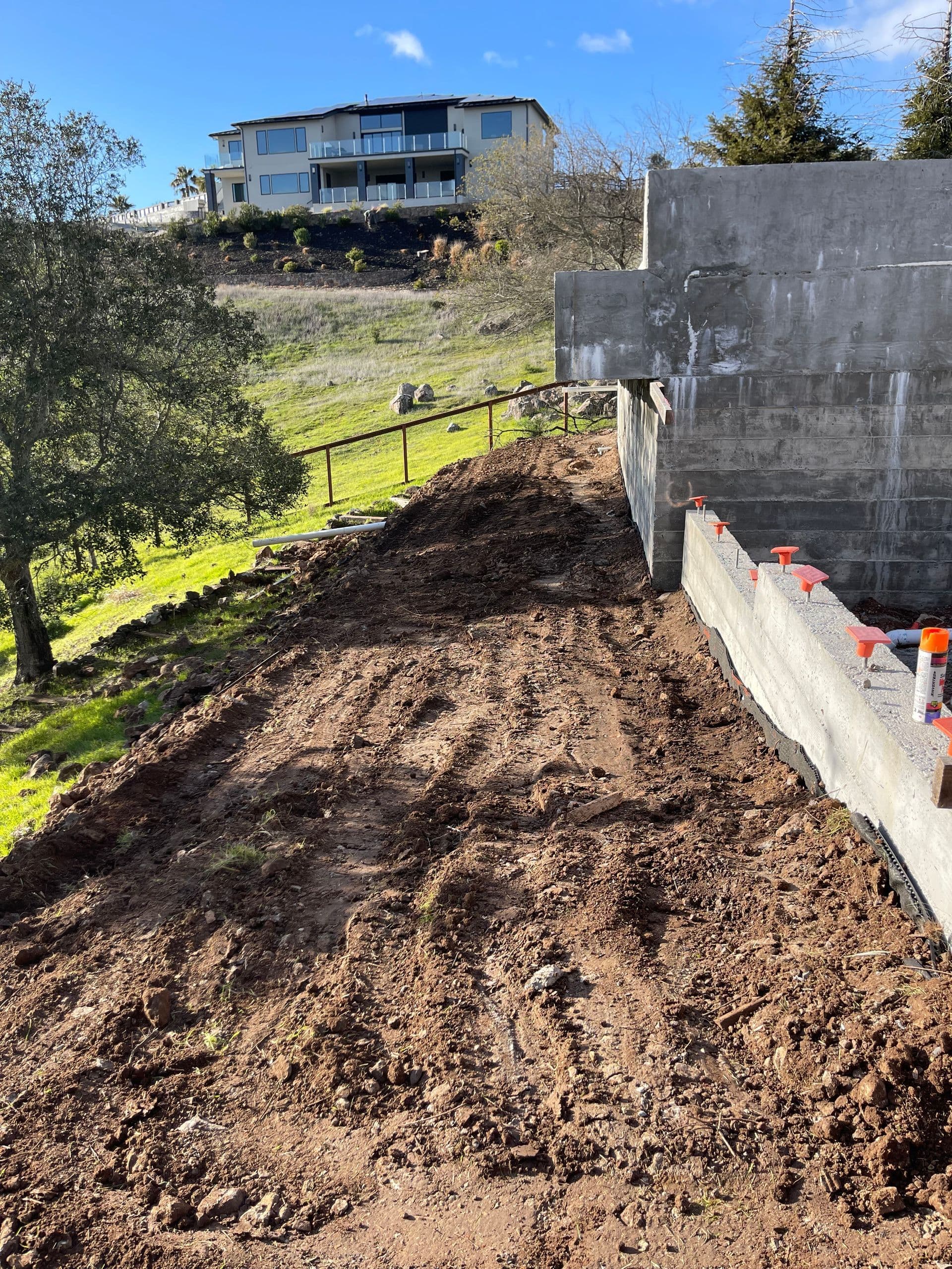 Trenching along foundation